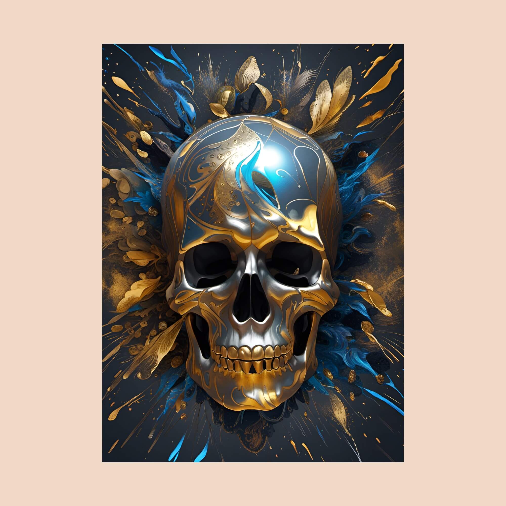 Gold  Boho Skull - Art Print