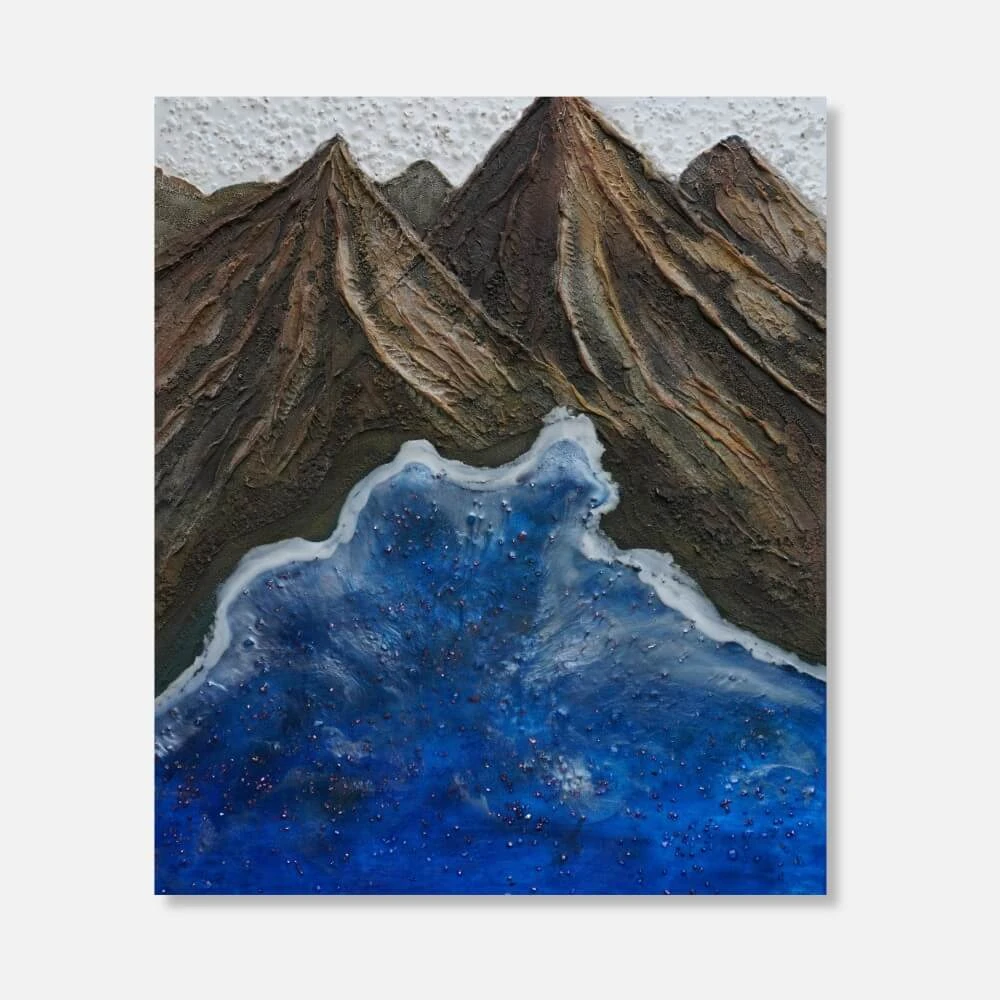 Mountains -Abstract Artwork | Textured , Resin Acrylic painting 100% handmade Hand Painted Wall Art On Canvas.