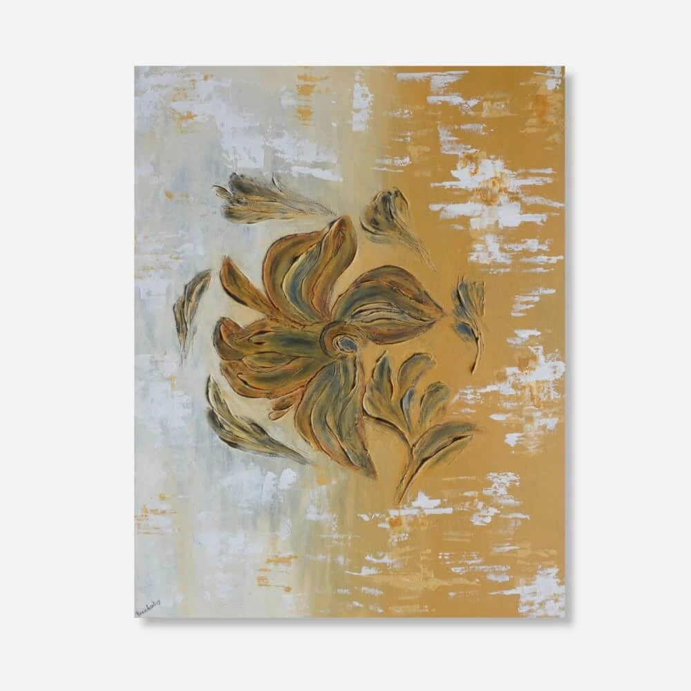 T-Flower - Abstract Artwork | Textured ,Acrylic painting 100% handmade Hand Painted Wall Art On Canvas.