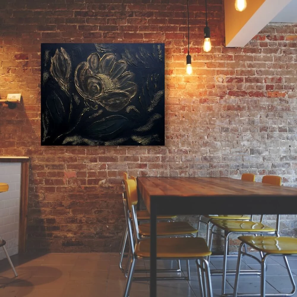 The Nigh Flower -  Abstract Artwork | Textured , Acrylic painting 100% handmade Hand Painted Wall Art On Canvas.